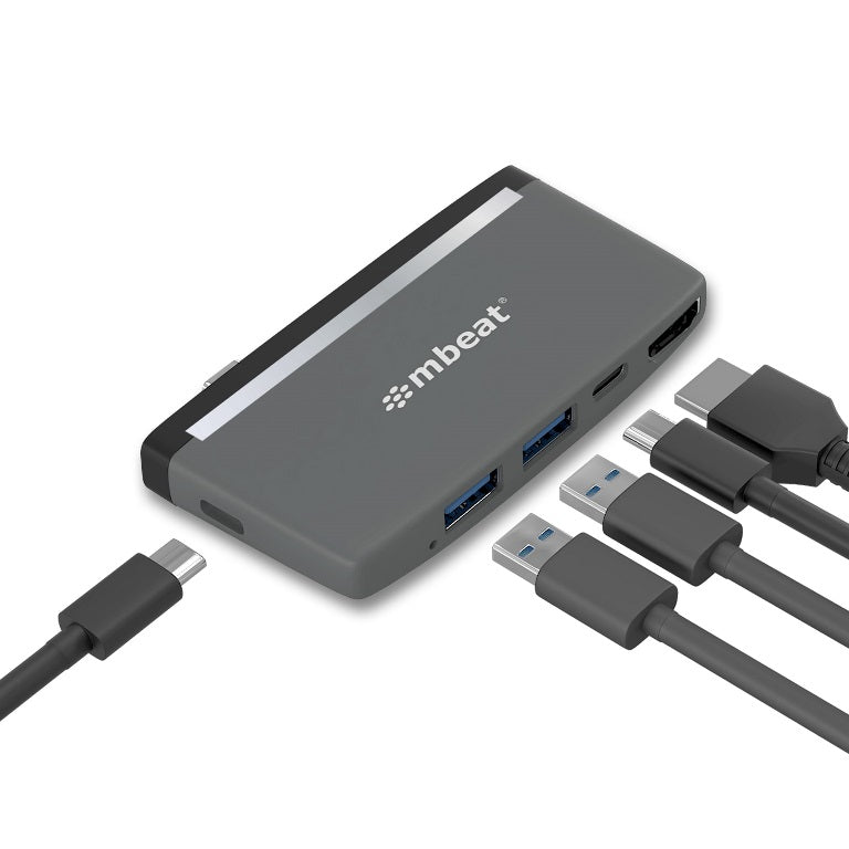 mbeat Essential Pro  5-IN-1 USB- C Hub (4k HDMI Video, USB-C PD Pass Through Charging, USB 3.0 x 2, USB-C x 1) USB 3.0 Speed: Up to 5Gbps Weight:30g mbeat Essential Pro  5-IN-1 USB- C Hub (4k HDMI Video, USB-C PD Pass Through Charging, USB 3.0 x 2, USB-C x 1) USB 3.0 Speed: Up to 5Gbps Weight:30g